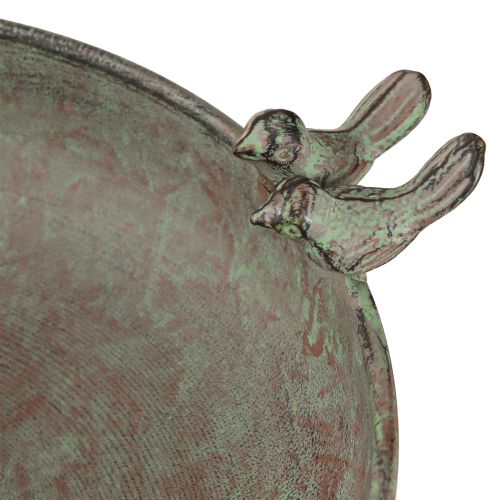 Article Bol décoratif avec oiseaux Bol en métal Vert antique Marron Ø30cm
