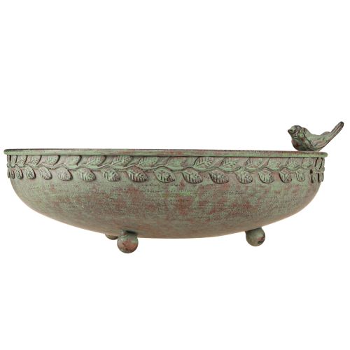 Article Bol décoratif avec oiseaux Bol en métal Vert antique Marron Ø30cm