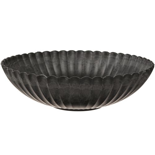 Bol décoratif rond anthracite avec rainures Ø28cm
