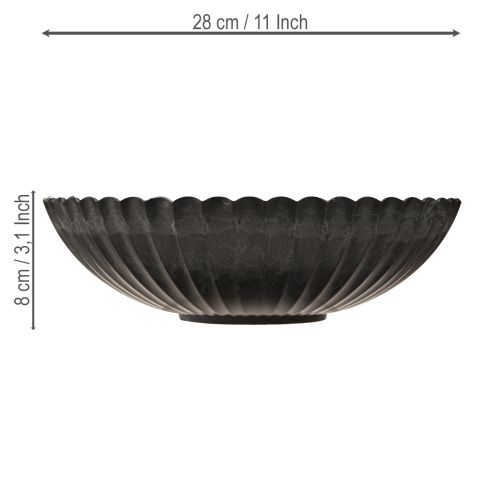 Floristik24 Bol décoratif rond anthracite avec rainures Ø28cm