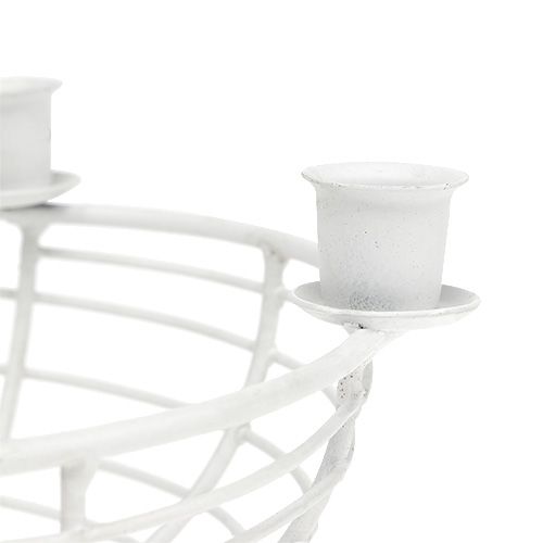 Floristik24 Bol décoratif avec 4 bougeoirs arbre Blanc Ø14cm