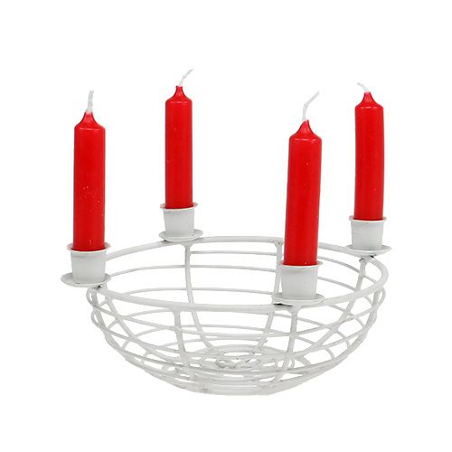 Floristik24 Bol décoratif avec 4 bougeoirs arbre Blanc Ø14cm