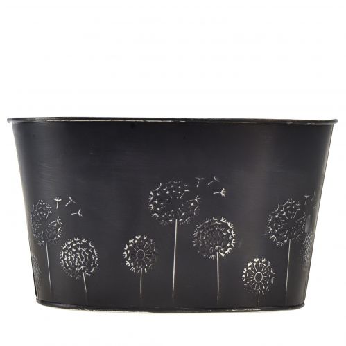 Article Bol décoratif métal ovale noir argent fleurs 20,5×12,5×12cm