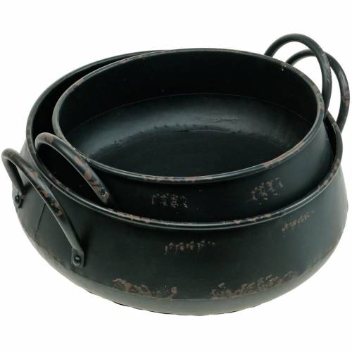 Floristik24 Bol décoratif bol en métal noir cache-pot look vintage lot de 2