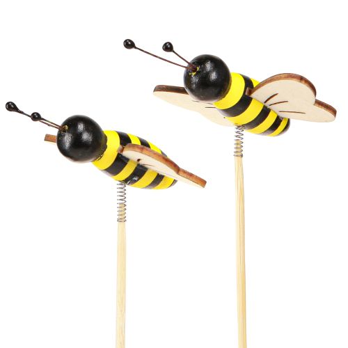 Floristik24 Bouchon décoratif abeilles décoration bois noir jaune 6cm H35cm 8 pièces
