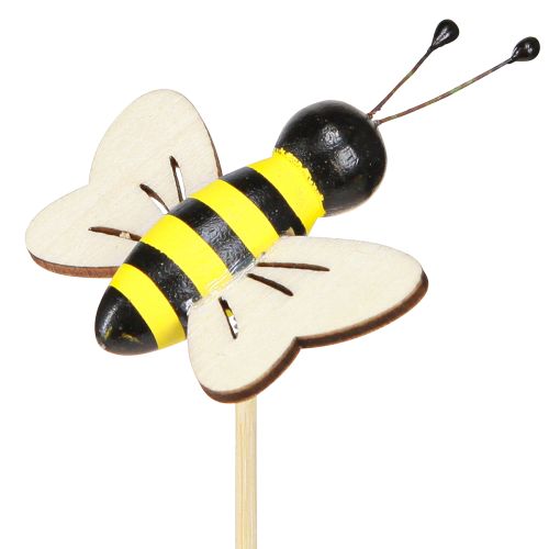 Article Bouchon décoratif abeilles décoration bois noir jaune 6cm H35cm 8 pièces