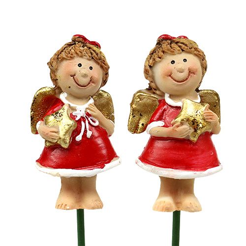 Floristik24 Décoration de bouquet Angel rouge, blanc 4,5cm L28cm 8pcs