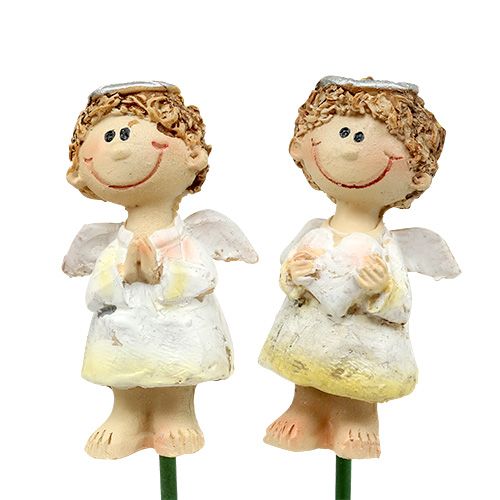 Floristik24 Décoration de bouquet Angel rouge, blanc 4,5cm L28cm 8pcs