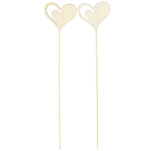 Article Bouchon décoratif coeurs rouge blanc décoration en bois 7,5×6,5cm 12 pcs