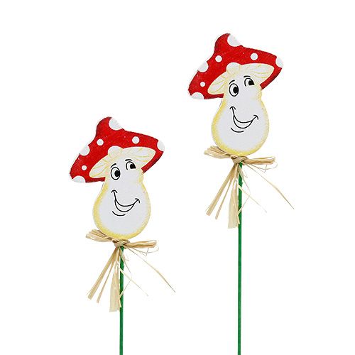 Floristik24 Bouchon décoratif champignon 6,5cm L27cm 24 pcs