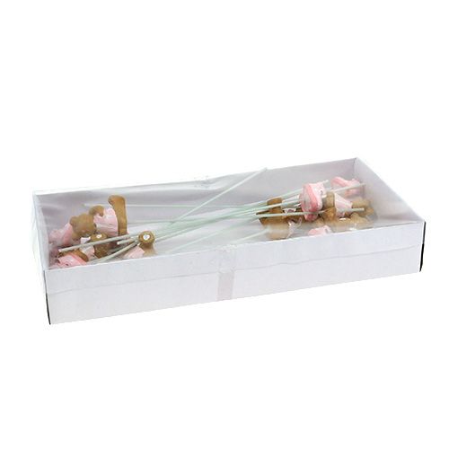 Floristik24 Plug décoratif ours, chaussure rose 1,5-4cm 16 pcs