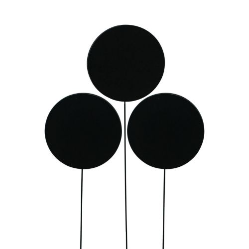 Floristik24 Piquets déco Disque de bois Rond Noir Ø6cm 15cm 12pcs