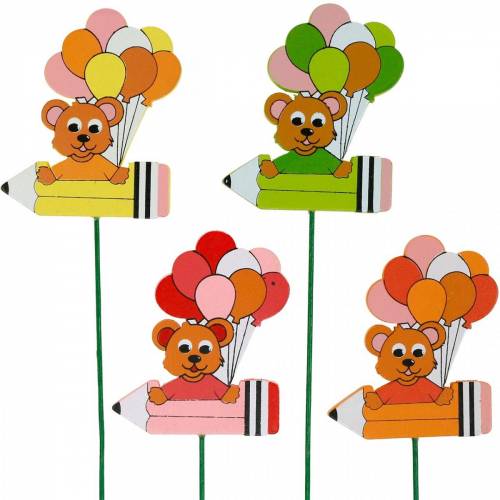 Floristik24 Stylo plug déco avec nounours et ballons plug fleur décoration d&#39;été enfants 16 pièces