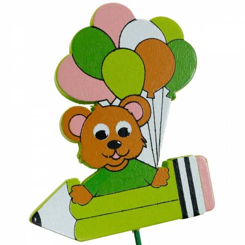 Floristik24 Stylo bouchon décoratif avec peluche et ballons bouchon fleur décoration d&#39;été enfants 16 pcs