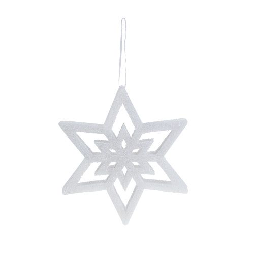 Étoile décorative blanche enneigée 28cm L40cm 1 pièce