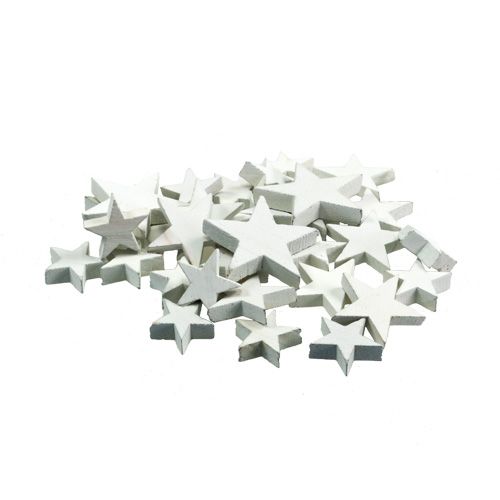 Floristik24 Étoiles en bois, décoration de Noël, mariage, Avent blanc Ø3–5cm 72 pcs