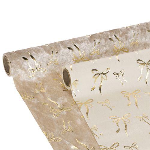 Chemin de table, tissu décoratif à nœuds étroits, en rouleau, 120 x 35 cm, 2 pièces
