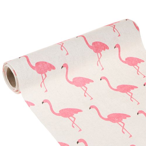 Tissu décoratif flamants blanc-fuchsia 30 cm x 3 m