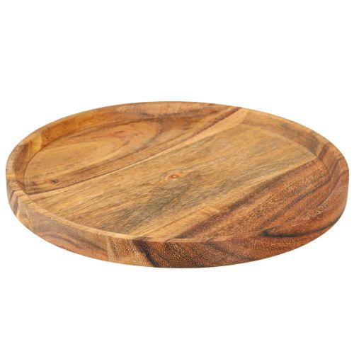 Floristik24 Assiette décorative plateau décoratif bois d&#39;acacia naturel huilé Ø20cm