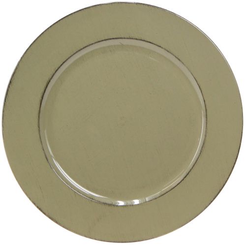 Assiette décorative en plastique vert vintage vert mousse marron Ø33cm
