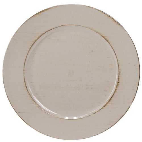 Floristik24 Assiette décorative en plastique gris marron Ø33cm