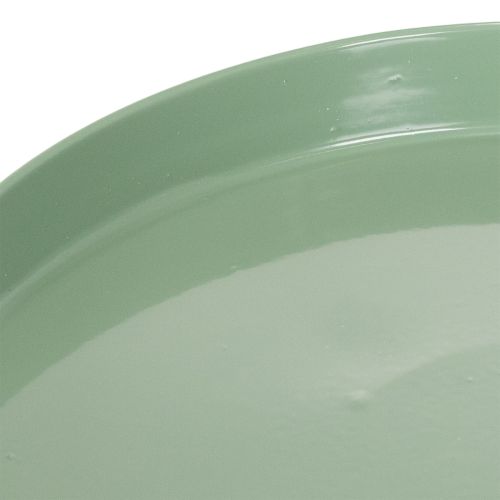 Plateau décoratif en métal vert, à base ronde, pour compositions florales, 20 cm | Floristik24.be
