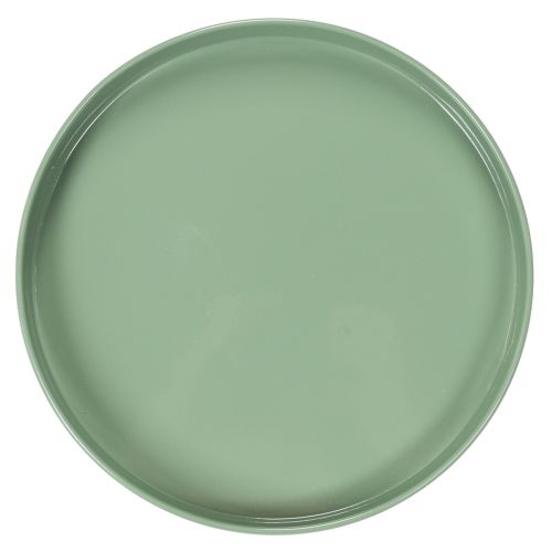 Plateau décoratif en métal vert, à base ronde, pour compositions florales, 20 cm | Floristik24.be
