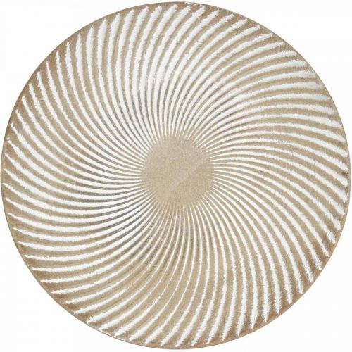 Floristik24 Assiette déco ronde blanc marron cannelures décoration de table Ø30cm H3cm