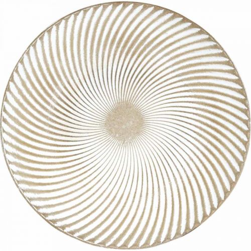 Floristik24 Assiette déco ronde blanc marron cannelures décoration de table Ø40cm H4cm