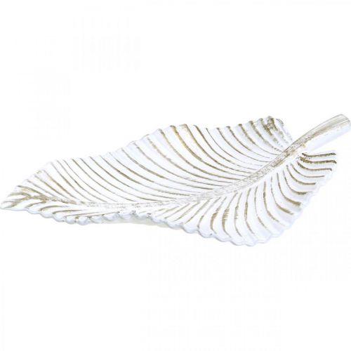 Floristik24 Assiette décorative blanc marron feuille d'automne décoration d'automne 35,5x20x5cm