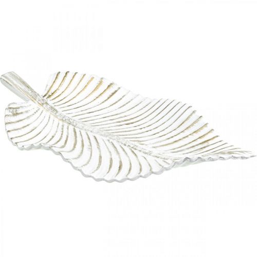 Floristik24 Assiette décorative blanc marron feuille d'automne décoration d'automne 35,5x20x5cm