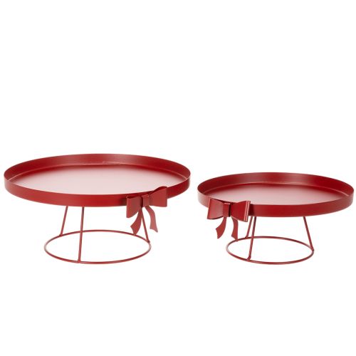Plateau décoratif sur pied avec nœud en métal, 30 cm, lot de 2 pièces acheter | Floristik24.be
