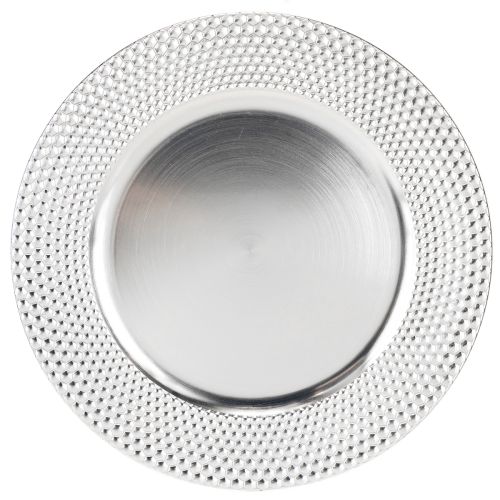 Article Assiette décorative assiette décorative ronde en plastique argent Ø33cm