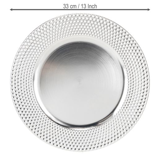Article Assiette décorative assiette décorative ronde en plastique argent Ø33cm