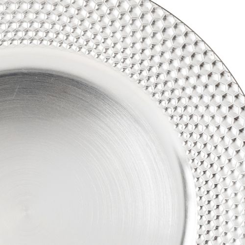 Article Assiette décorative assiette décorative ronde en plastique argent Ø33cm