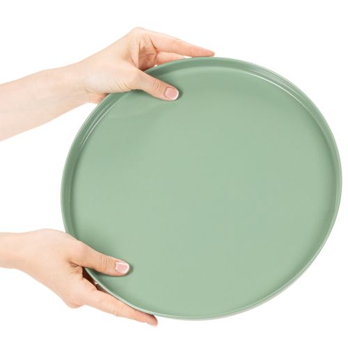 Assiette décorative ronde verte sur support pour la décoration de table, 30 cm | Floristik24.be