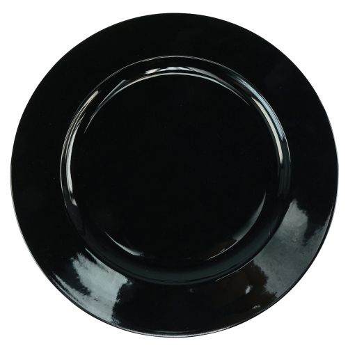 Article Assiette décorative noire plate en plastique brillant Ø28cm H2cm