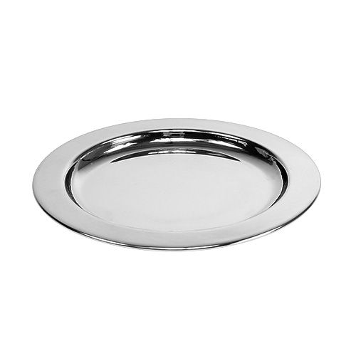 Floristik24 Assiette déco en métal Ø14,5cm argent 1pc