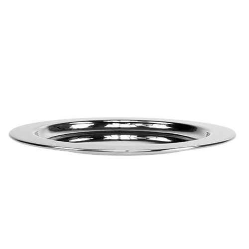 Floristik24 Assiette déco en métal Ø14,5cm argent 1pc