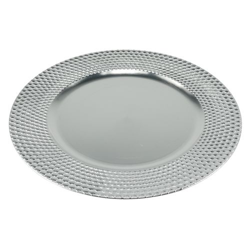 Floristik24 Assiette décorative assiette décorative ronde en plastique argent Ø33cm