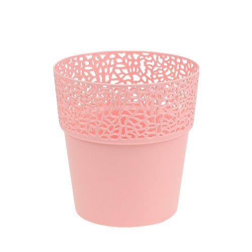 Floristik24 Pot décoratif plastique rose Ø13cm H13,5cm 1 pièce