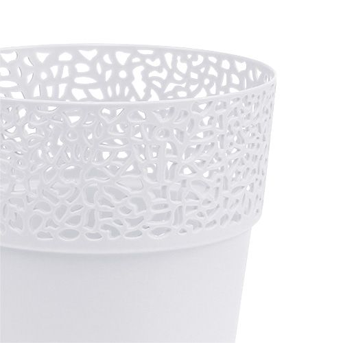 Article Pot décoratif plastique blanc Ø13cm H13,5cm 1 pièce