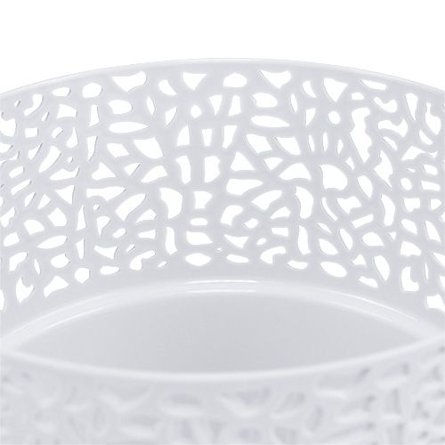 Article Pot décoratif plastique blanc Ø13cm H13,5cm 1 pièce