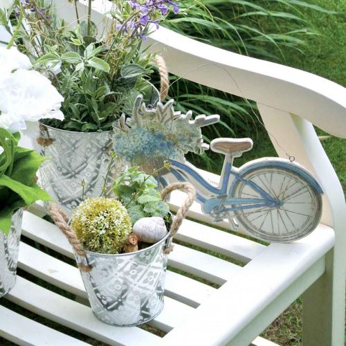 Floristik24 Pot décoratif en métal, cache-pot à motif fleuri, vase en métal à planter Ø20,5cm