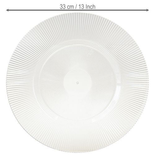 Article Assiette décorative avec rainures, assiette en plastique, assiette en plastique transparent Ø33cm