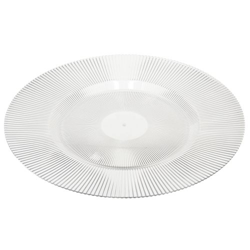 Article Assiette décorative avec rainures, assiette en plastique, assiette en plastique transparent Ø33cm