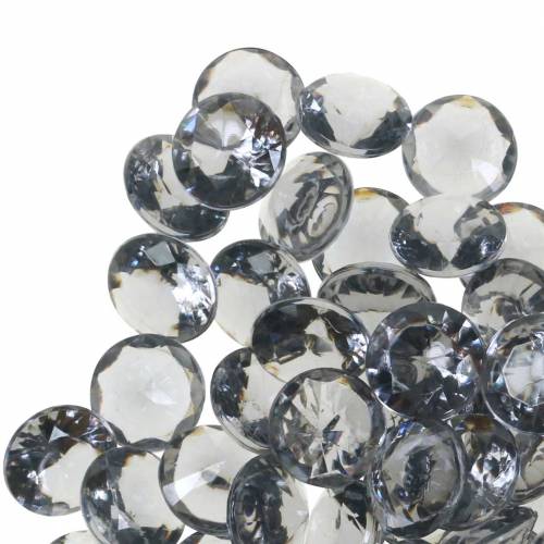 Floristik24 Pierres décoratives diamant acrylique gris Ø1.2cm 175g décoration bijoux