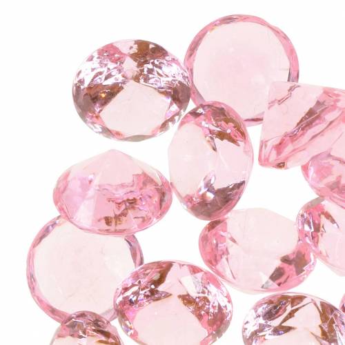 Floristik24 Pierres décoratives diamant acrylique rose clair Ø1.8cm 150g décoration à parsemer pour la table