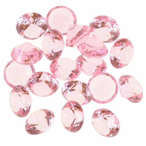 Floristik24 Pierres décoratives diamant acrylique rose clair Ø1.8cm 150g décoration à parsemer pour la table