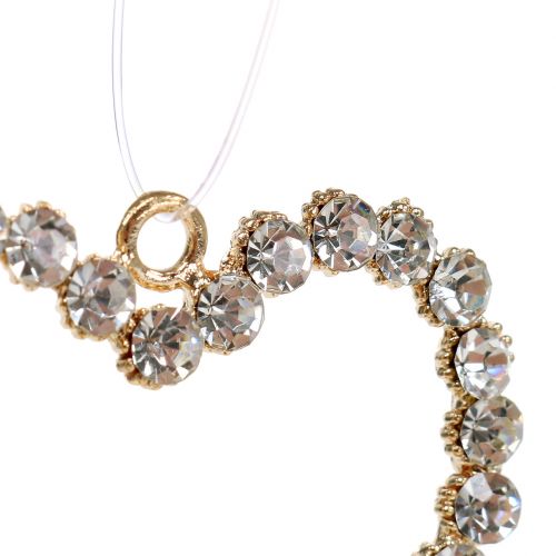 Floristik24 Cœur décoratif doré à suspendre avec strass 6 p.